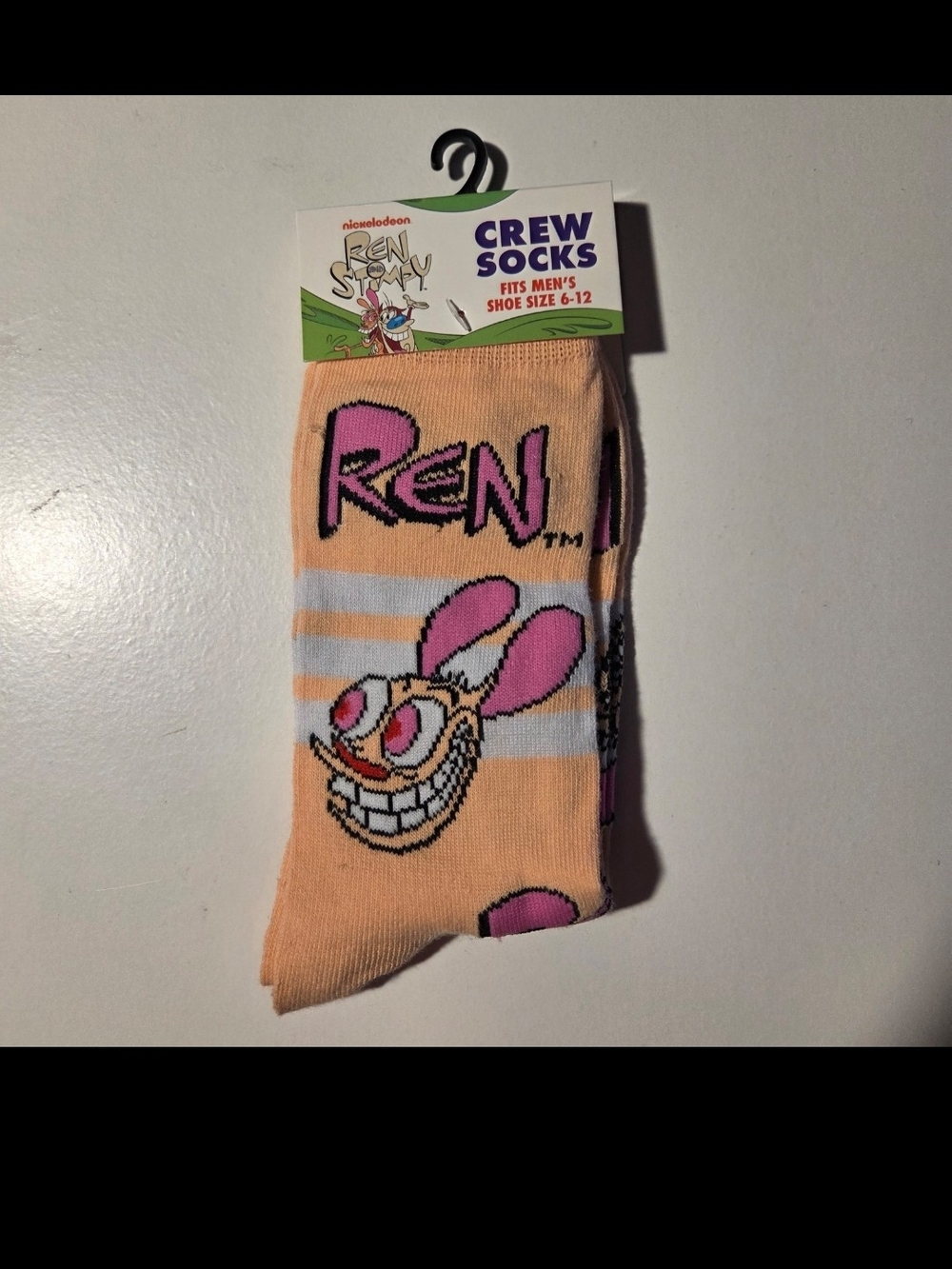 Nickelodeon Ren & Stimpy Peach and Pink Character Crew Socks